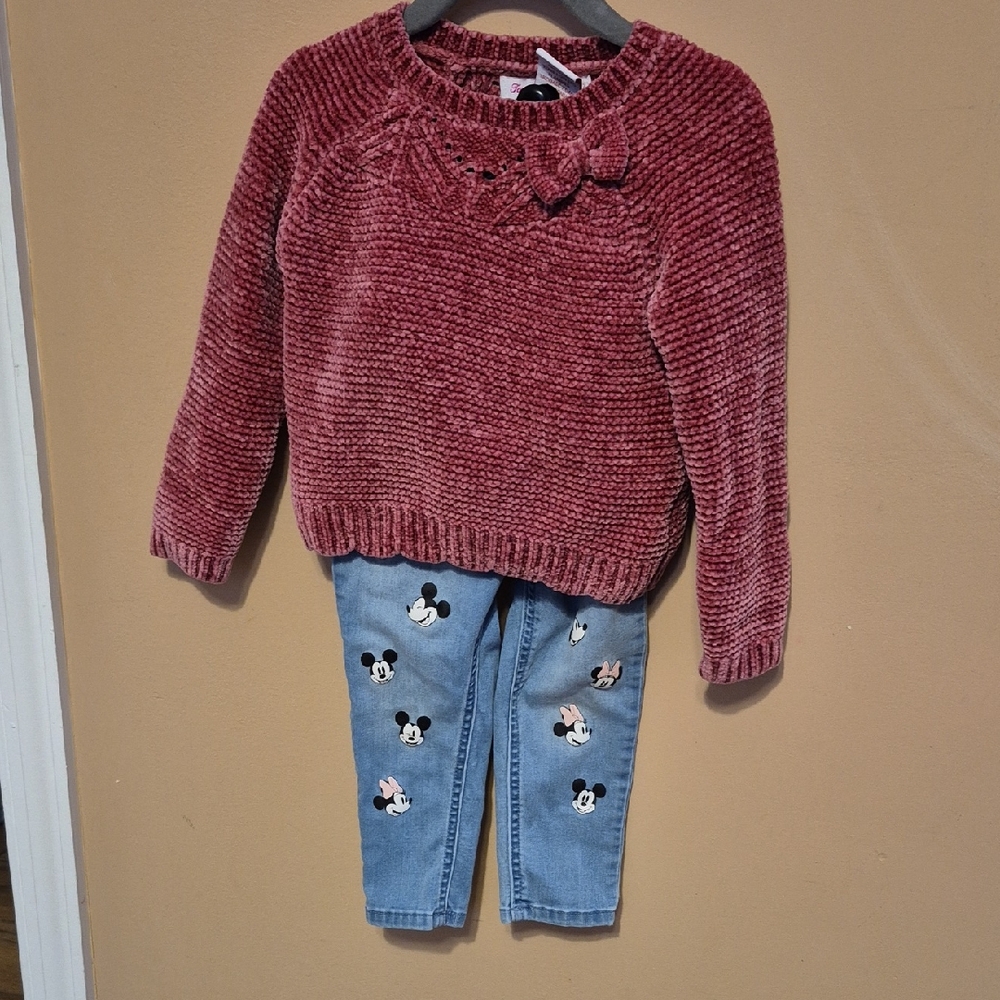Disney Maroon Sweater and Blue Jeans Set
